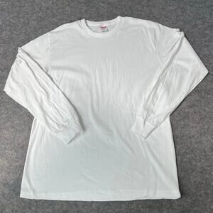 Supreme Men's White Long Sleeve 100% Cotton Crewneck T-Shirt Plain Size Large